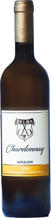 Bottle of Belba Chardonnay, Albanian white wine