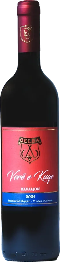 Bottle of Belba Kavaljon Red, Albanian red wine